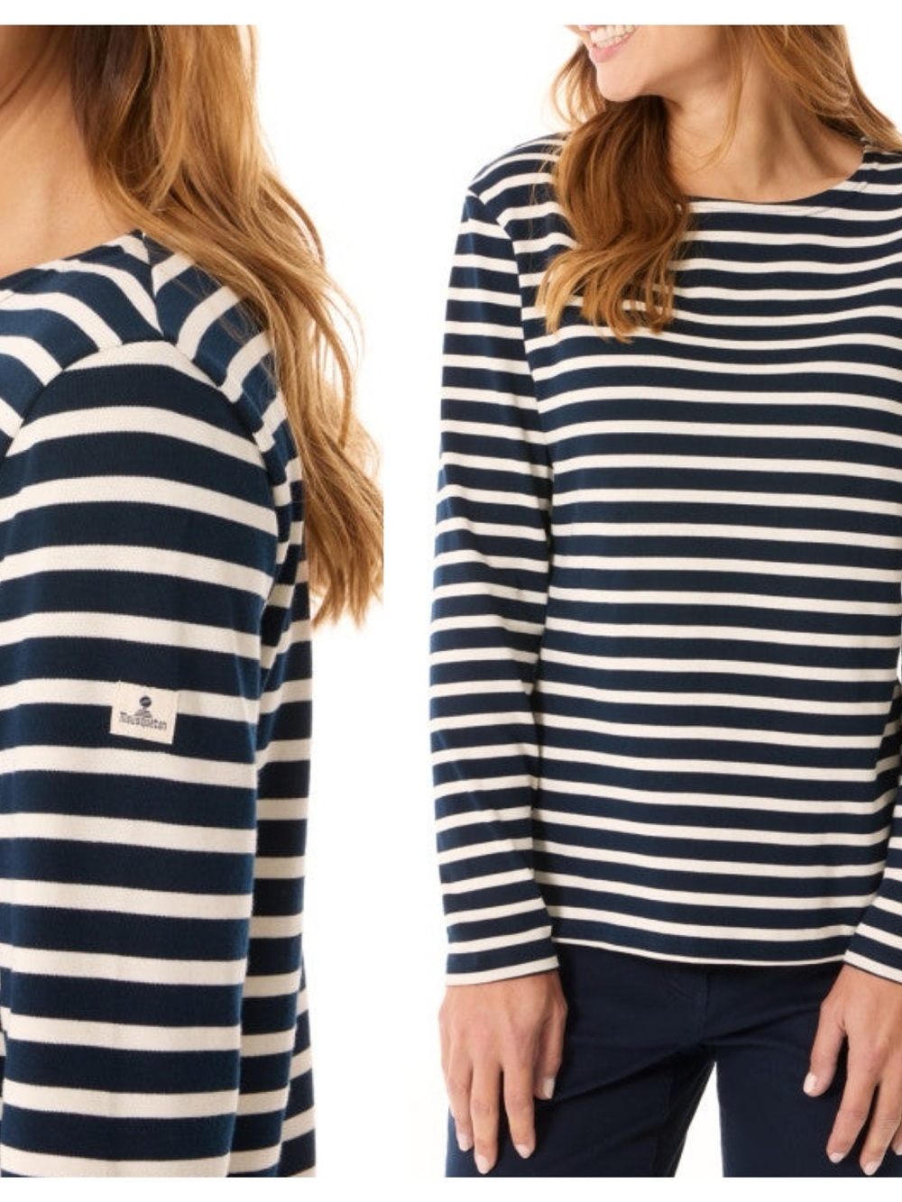 Mousqueton Breton Stripe Sailor Cotton Navy Blue Ecru Top Sz XL Striped